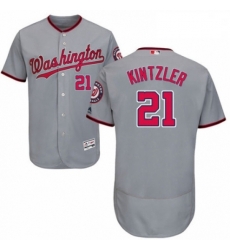 Mens Majestic Washington Nationals 21 Brandon Kintzler Grey Road Flex Base Authentic Collection MLB Jersey