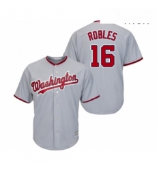 Mens Washington Nationals 16 Victor Robles Replica Grey Road Cool Base Baseball Jersey 