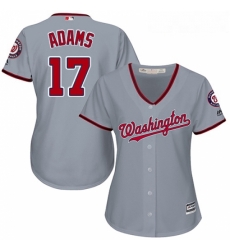 Womens Majestic Washington Nationals 17 Matt Adams Authentic Grey Road Cool Base MLB Jersey 