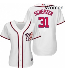 Womens Majestic Washington Nationals 31 Max Scherzer Authentic White Home Cool Base MLB Jersey