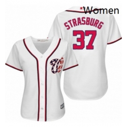 Womens Majestic Washington Nationals 37 Stephen Strasburg Replica White MLB Jersey