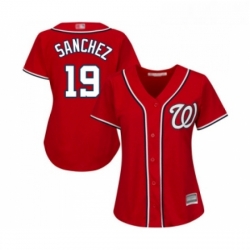 Womens Washington Nationals 19 Anibal Sanchez Replica Red Alternate 1 Cool Base Baseball Jersey 