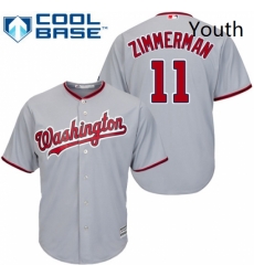 Youth Majestic Washington Nationals 11 Ryan Zimmerman Authentic Grey Road Cool Base MLB Jersey