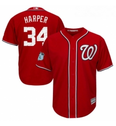 Youth Majestic Washington Nationals 34 Bryce Harper Authentic Scarlet 2017 Spring Training Cool Base MLB Jersey