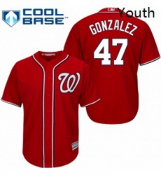 Youth Majestic Washington Nationals 47 Gio Gonzalez Replica Red Alternate 1 Cool Base MLB Jersey