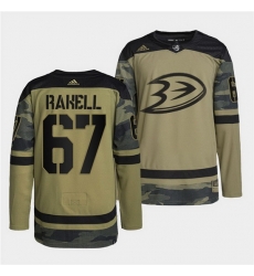 Men Anaheim Ducks 67 Rickard Rakell 2022 Camo Military Appreciation Night Stitched jersey