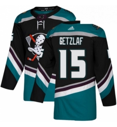 Mens Adidas Anaheim Ducks 15 Ryan Getzlaf Authentic Black Teal Third NHL Jersey 