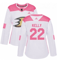 Womens Adidas Anaheim Ducks 22 Chris Kelly Authentic White Pink Fashion NHL Jerse