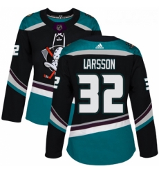 Womens Adidas Anaheim Ducks 32 Jacob Larsson Authentic Black Teal Third NHL Jersey 