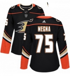 Womens Adidas Anaheim Ducks 75 Jaycob Megna Authentic Black Home NHL Jersey 