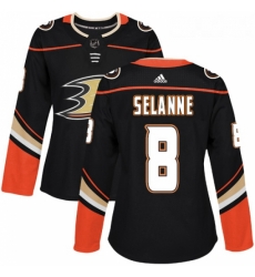 Womens Adidas Anaheim Ducks 8 Teemu Selanne Premier Black Home NHL Jersey 