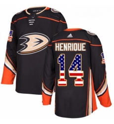 Youth Adidas Anaheim Ducks 14 Adam Henrique Authentic Black USA Flag Fashion NHL Jersey 