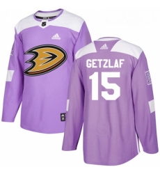 Youth Adidas Anaheim Ducks 15 Ryan Getzlaf Authentic Purple Fights Cancer Practice NHL Jersey 