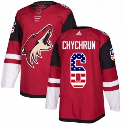 Mens Adidas Arizona Coyotes 6 Jakob Chychrun Authentic Red USA Flag Fashion NHL Jersey 