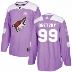 Mens Adidas Arizona Coyotes 99 Wayne Gretzky Authentic Purple Fights Cancer Practice NHL Jersey 