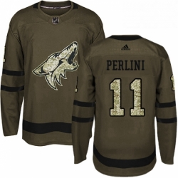 Youth Adidas Arizona Coyotes 11 Brendan Perlini Premier Green Salute to Service NHL Jersey 