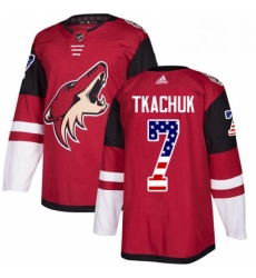 Youth Adidas Arizona Coyotes 7 Keith Tkachuk Authentic Red USA Flag Fashion NHL Jersey 