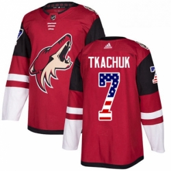 Youth Adidas Arizona Coyotes 7 Keith Tkachuk Authentic Red USA Flag Fashion NHL Jersey 