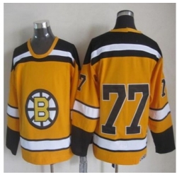 Boston Bruins #77 Ray Bourque Yellow CCM Throwback Stitched NHL Jersey