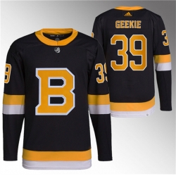 Men Boston Bruins 39 Morgan Geekie Black Home Breakaway Stitched Jersey