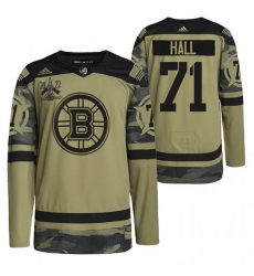 Men Boston Bruins 71 Taylor Hall 2022 Camo Military Appreciation Night Stitched jersey