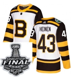 Mens Adidas Boston Bruins 43 Danton Heinen Authentic White 2019 Winter Classic NHL Jersey