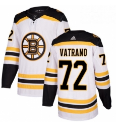 Mens Adidas Boston Bruins 72 Frank Vatrano Authentic White Away NHL Jersey 