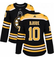 Womens Adidas Boston Bruins 10 Anders Bjork Premier Black Home NHL Jersey 