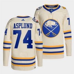 Men Buffalo Sabres 74 Rasmus Asplund 2022 Cream Heritage Classic Stitched jersey