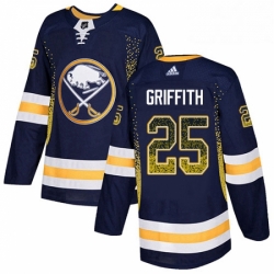 Mens Adidas Buffalo Sabres 25 Seth Griffith Authentic Navy Blue Drift Fashion NHL Jersey 