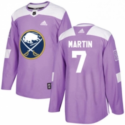 Mens Adidas Buffalo Sabres 7 Rick Martin Authentic Purple Fights Cancer Practice NHL Jersey 