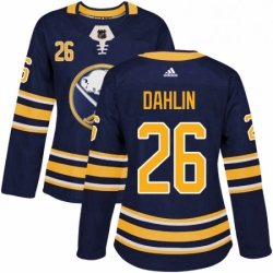 Womens Adidas Buffalo Sabres 26 Rasmus Dahlin Authentic Navy Blue Home NHL Jersey 