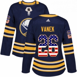 Womens Adidas Buffalo Sabres 26 Thomas Vanek Authentic Navy Blue USA Flag Fashion NHL Jersey 