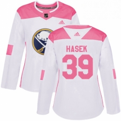 Womens Adidas Buffalo Sabres 39 Dominik Hasek Authentic WhitePink Fashion NHL Jersey 