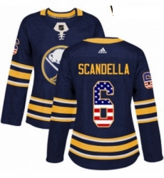 Womens Adidas Buffalo Sabres 6 Marco Scandella Authentic Navy Blue USA Flag Fashion NHL Jersey 