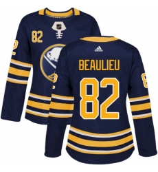 Womens Adidas Buffalo Sabres 82 Nathan Beaulieu Authentic Navy Blue Home NHL Jersey 