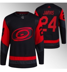 Men Carolina Hurricanes 24 Seth Jarvis Black Red Stadium Series Breakaway Stitched Jersey