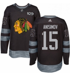 Mens Adidas Chicago Blackhawks 15 Artem Anisimov Authentic Black 1917 2017 100th Anniversary NHL Jersey 