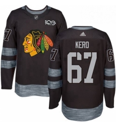 Mens Adidas Chicago Blackhawks 67 Tanner Kero Authentic Black 1917 2017 100th Anniversary NHL Jersey 