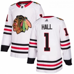 Womens Adidas Chicago Blackhawks 1 Glenn Hall Authentic White Away NHL Jersey 