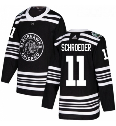 Youth Adidas Chicago Blackhawks 11 Jordan Schroeder Authentic Black 2019 Winter Classic NHL Jerse