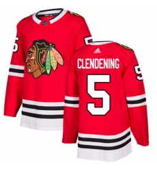 Youth Adidas Chicago Blackhawks 5 Adam Clendening Authentic Red Home NHL Jersey 