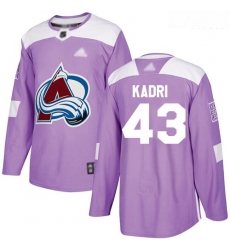 Avalanche #43 Nazem Kadri Purple Authentic Fights Cancer Stitched Hockey Jersey