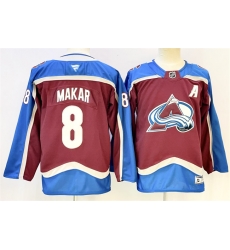 Men Colorado Avalanche 8 Cale Makar Burgundy 2024 25 With A Patch Stitched Jersey