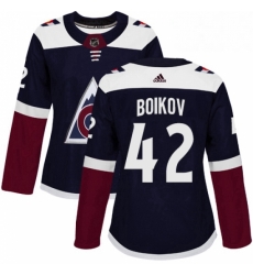 Womens Adidas Colorado Avalanche 42 Sergei Boikov Authentic Navy Blue Alternate NHL Jersey 