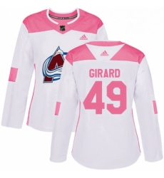 Womens Adidas Colorado Avalanche 49 Samuel Girard Authentic White Pink Fashion NHL Jersey 