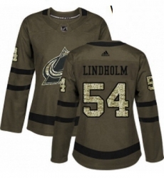 Womens Adidas Colorado Avalanche 54 Anton Lindholm Authentic Green Salute to Service NHL Jersey 