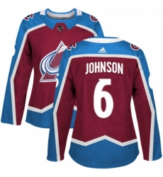 Womens Adidas Colorado Avalanche 6 Erik Johnson Authentic Burgundy Red Home NHL Jersey 