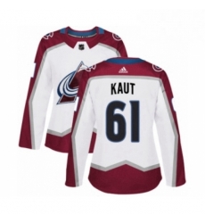 Womens Adidas Colorado Avalanche 61 Martin Kaut Authentic White Away NHL Jersey 