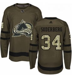 Youth Adidas Colorado Avalanche 34 Carl Soderberg Premier Green Salute to Service NHL Jersey 